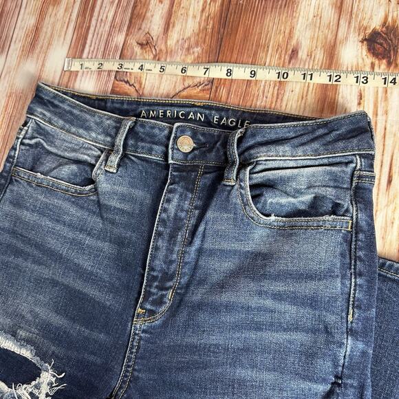 American Eagle SUPER HI RISE JEGGING Size 8 Distressed Jeans Denim Pants 27x28 - Picture 5 of 11
